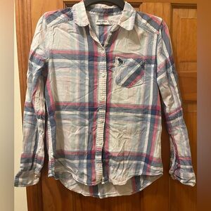 Abercrombie kids plaid girls button down shirt. Size 13-14